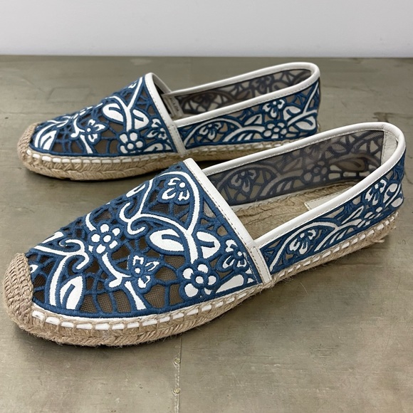 Tory Burch Shoes - Tory Burch Lucia Lace Espadrille Ivory Medium Blue